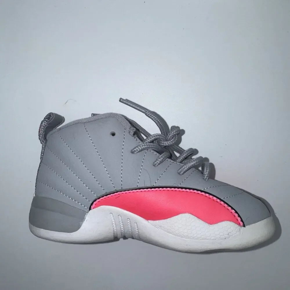 Air Jordan 12 Retro Racer Pink Wolf Grey Toddler 9C 819666-060 Shoes